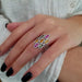 Bague Bague navettes saphirs multicolores diamants or blanc 58 Facettes