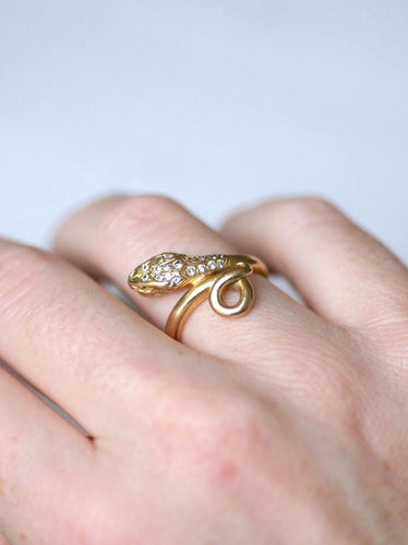 Bague serpent enroulé vintage en or jaune et diamants 58 Facettes