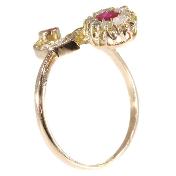 Bague 55 Bague Art Nouveau rubis et diamants 58 Facettes 18019-0216