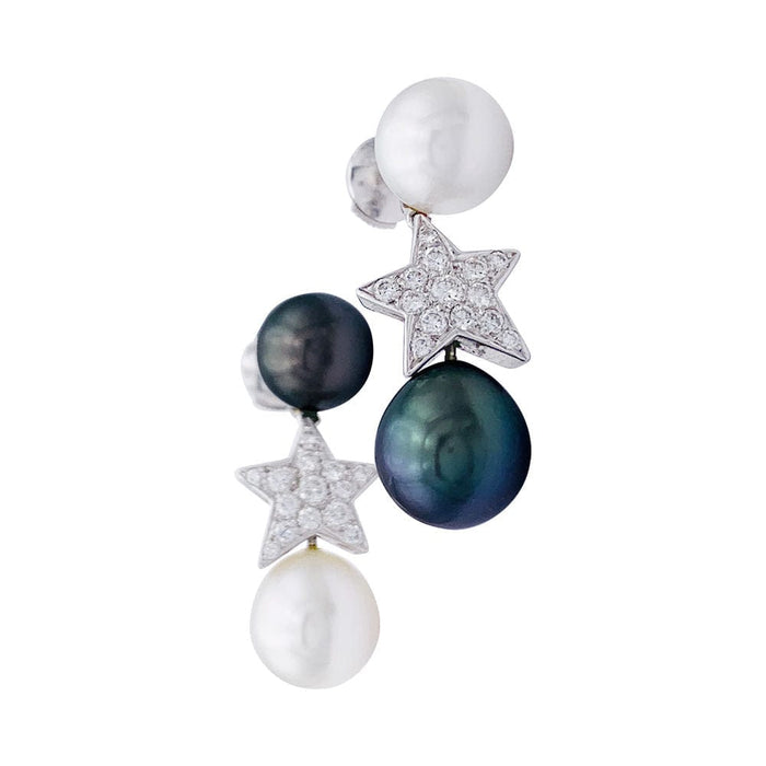 Boucles d'oreilles Boucles d'oreilles Chanel, "Comète", or blanc, diamants, perles. 58 Facettes 32771