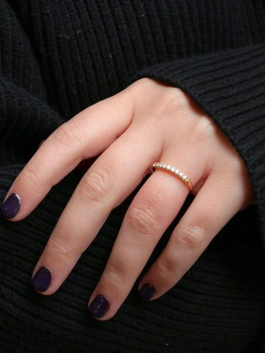 Bague 54 Demi-Alliance américaine en or jaune et diamants 58 Facettes J74