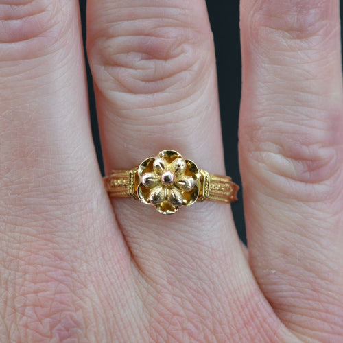 Bague 58 Bague ancienne fleur or rose 58 Facettes 22-503