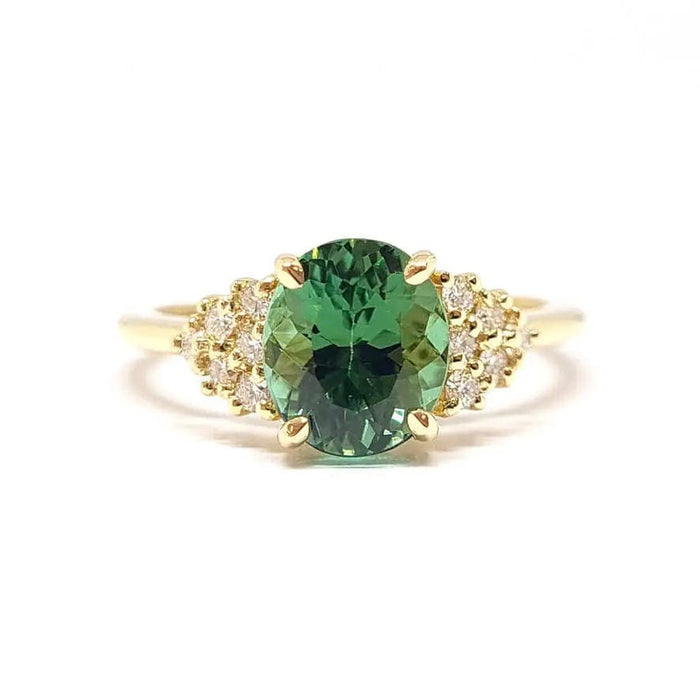 Bague Bague tourmaline verte diamants or jaune 58 Facettes