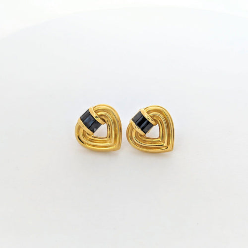 Boucles d'oreilles Boucles d'oreilles Cœur or jaune et saphirs 58 Facettes 27258