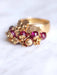 Bague Bague de cocktail vintage en or jaune et pampilles de rubis 58 Facettes