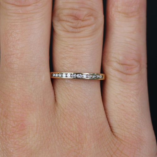 Bague 51 Demi alliance or jaune diamants d'occasion 58 Facettes 23-281