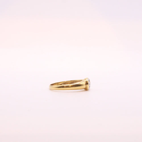 Bague Solitaire diamants en pavage sur or jaune et blanc 58 Facettes