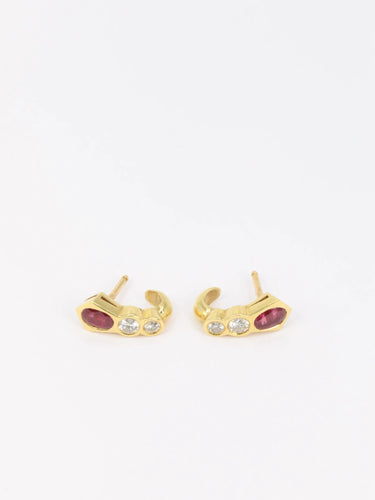Boucles d'oreilles Boucles d’oreilles demi-créoles Or jaune Diamants Rubis 58 Facettes 667