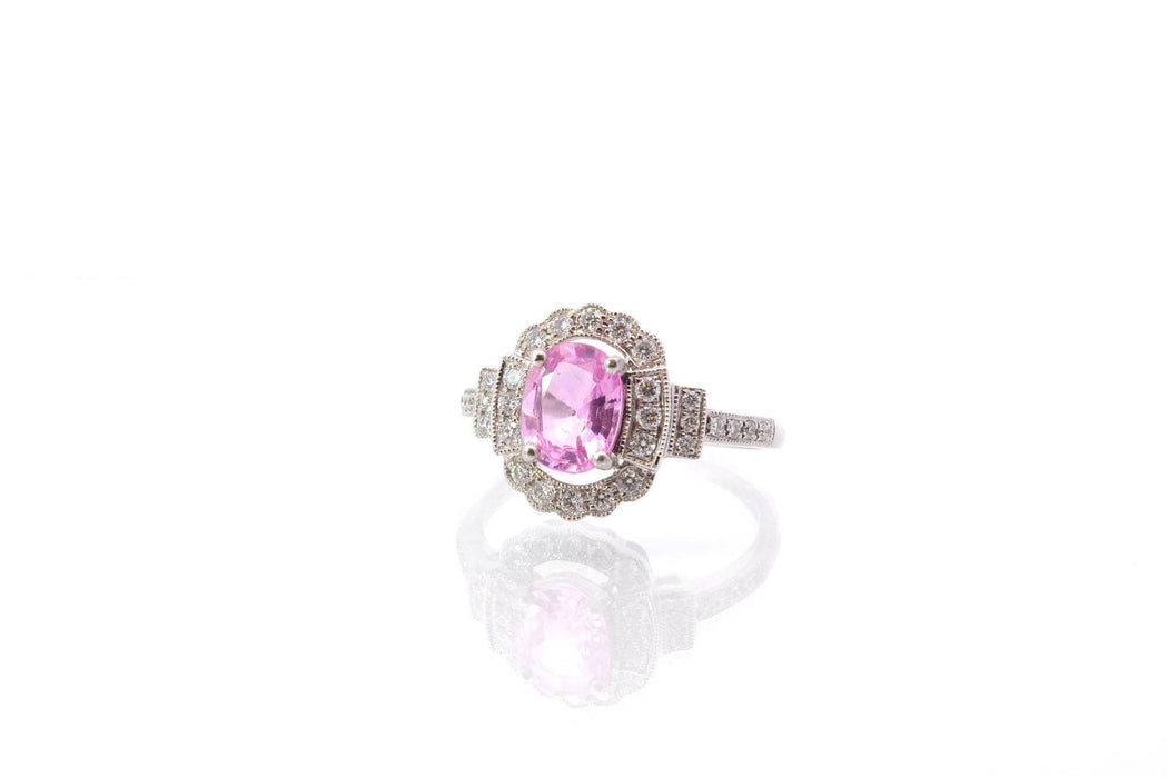 Bague 52 Bague Or blanc Saphir rose Diamants 58 Facettes 25566