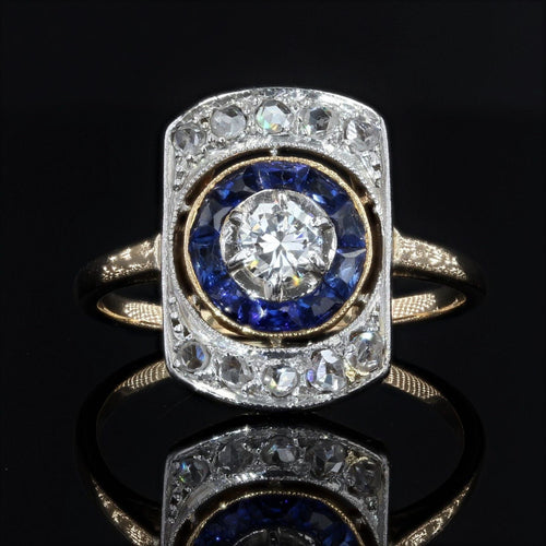 Bague 57 Bague art déco diamants saphirs 58 Facettes 22-064