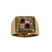 Ring 59 Signet Ring 2 Golds Pink Stone Diamonds 58 Facettes 20400000786