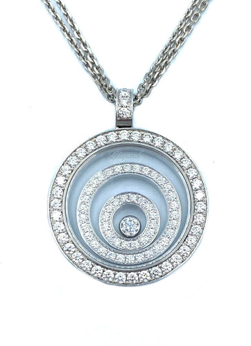 Collier CHOPARD. Pendentif Happy Spirit Or Blanc Diamants 58 Facettes