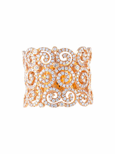 Bague 52 Bague large Diamants Or jaune 58 Facettes