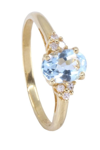 Bague 54 BAGUE AIGUE-MARINE ET DIAMANTS 58 Facettes 073381