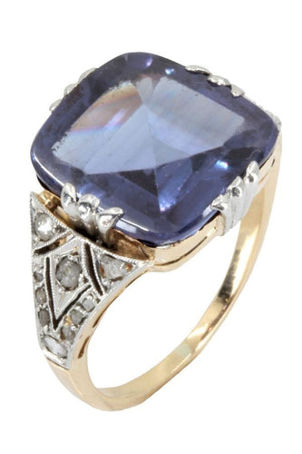 Bague BAGUE ART DÉCO SAPHIR VIOLET ET DIAMANTS 58 Facettes 052741