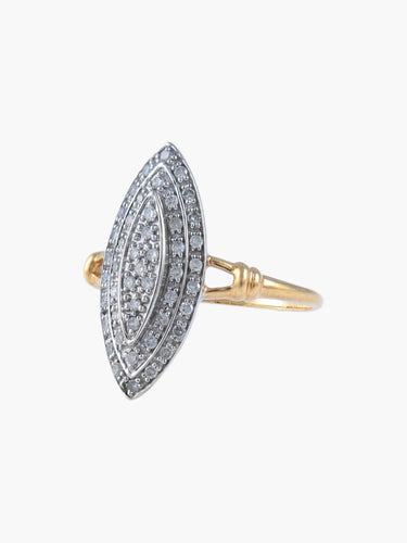 Bague Bague Marquise, Or jaune, Pavage en diamants 58 Facettes