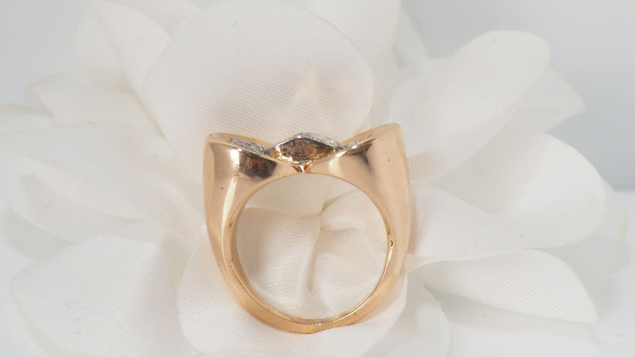 Bague Bague nœud en or rose platine et  diamants 58 Facettes 30247