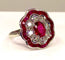 Bague 51 Bague marguerite Or Rubis Diamants 58 Facettes AB215