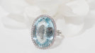 Ring White gold aquamarine diamond entourage ring 58 Facettes 31615