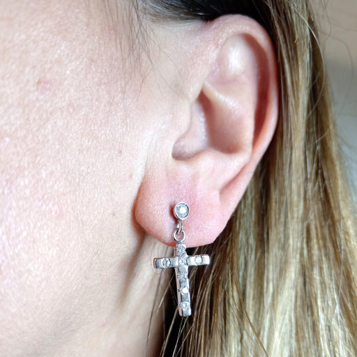 Boucles d'oreilles Boucles d'oreilles en or blanc avec diamants taille brillant 58 Facettes G3490