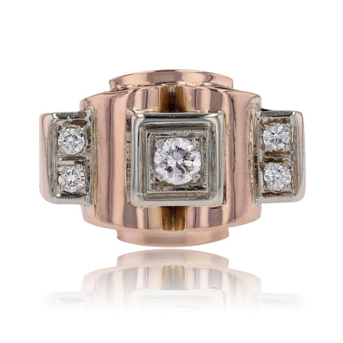 Bague 57 Bague or rose diamants tank 58 Facettes 23-282