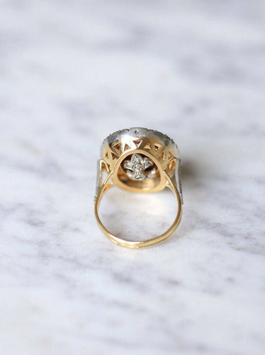 Bague Bague ancienne pivotante émaillée, or et argent sertie de diamant 58 Facettes