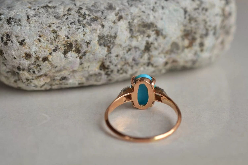 Bague Bague cabochon Turquoise & Diamants 58 Facettes Ref1588