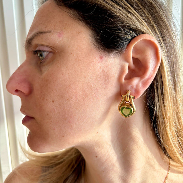 Boucles d'oreilles Bulgari Peridot Ruby 18 Karat Yellow Gold Earrings 58 Facettes