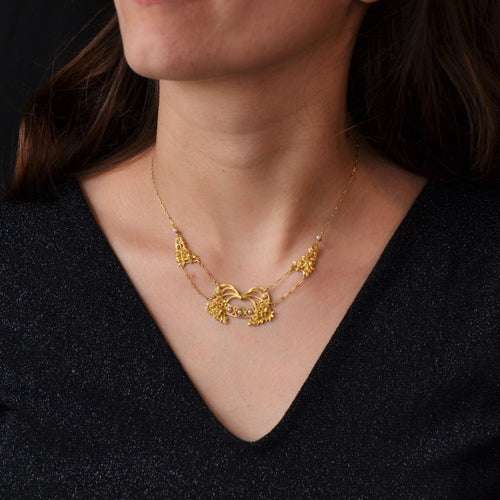 Collier Collier en or et perles style art nouveau 58 Facettes 22-055