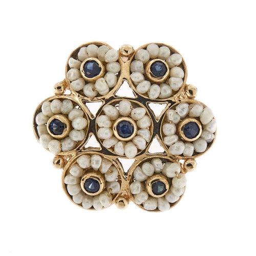 Bague 54 Bague Fleur saphirs et perles 58 Facettes 28692