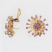 Earrings Vintage gold and ruby ​​flower earrings 58 Facettes 22-018