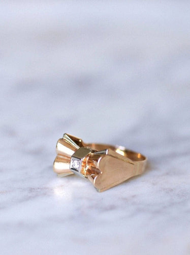 Bague Bague Tank Noeud or rose et diamants 58 Facettes