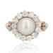 Ring 55 Antique fine pearl diamond daisy ring 58 Facettes 19-642