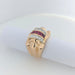 Ring Tank ring in pink gold with diamonds and pink stones 58 Facettes 25144