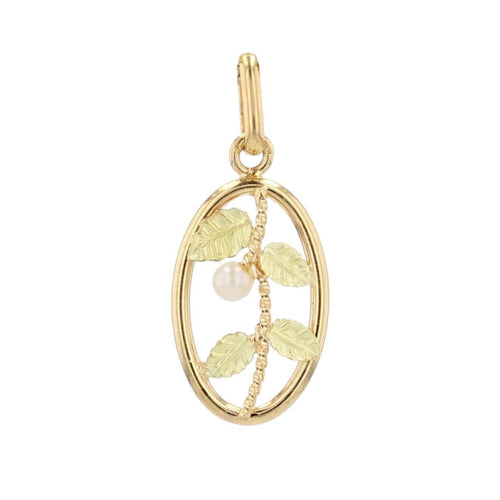 Pendentif Pendentif or jaune perle et feuilles or vert 58 Facettes 19-455I