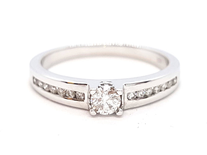 Bague 56 Bague Solitaire Or blanc Diamant 58 Facettes 06351CD