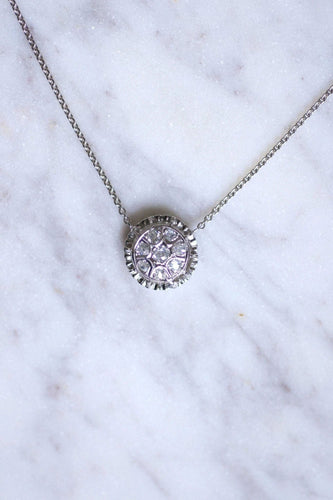 Collier Collier pendentif vintage en or blanc et diamants 58 Facettes