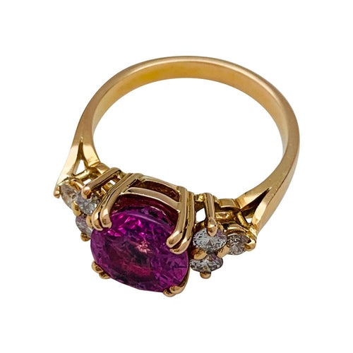 Bague 50 Bague en or rose saphir rose 2,84 carats, diamants. 58 Facettes 31031
