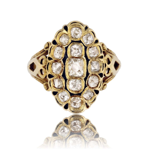 Bague 44 Bague ancienne diamants émail noir 58 Facettes 23-206