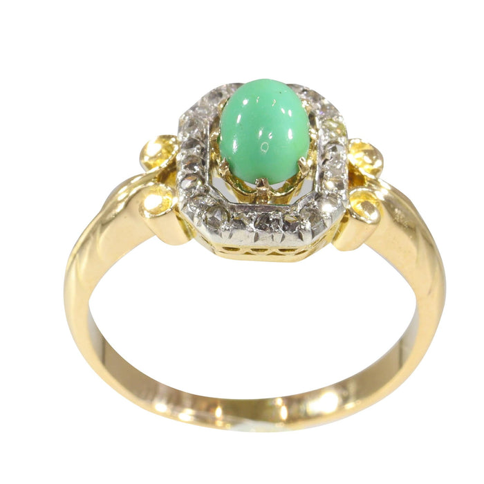 Bague 54 Bague en or avec diamants et turquoise 58 Facettes 22130-0168