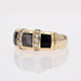 Ring 56 Yellow gold ring with gray enamel and diamonds 58 Facettes CV96