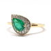 Ring Emerald pear diamond ring yellow gold 58 Facettes
