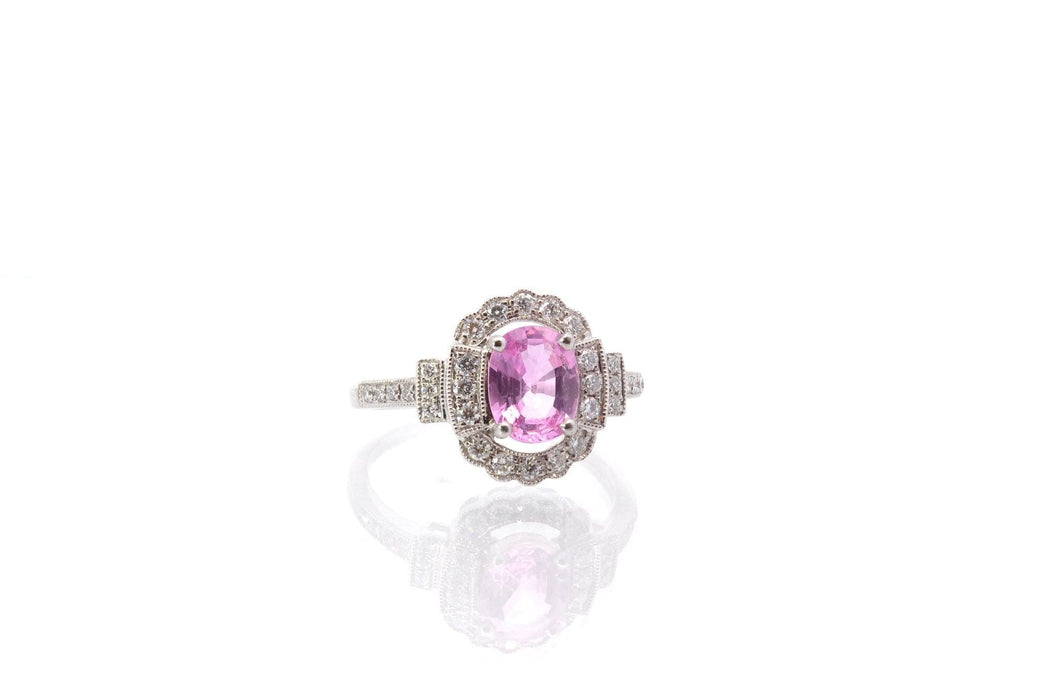 Bague 52 Bague Or blanc Saphir rose Diamants 58 Facettes 25566