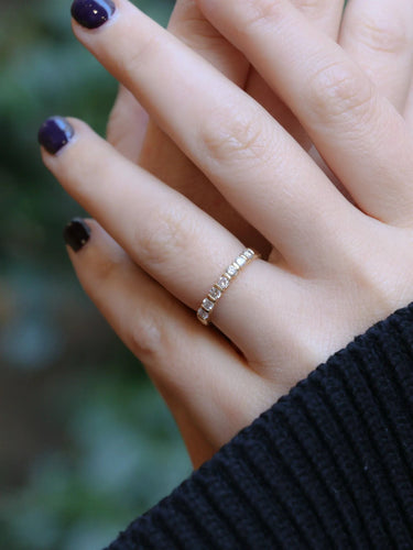 Bague 54 Demi-Alliance américaine diamants 0,42 ct 58 Facettes J98