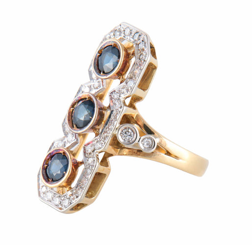 Bague BAGUE STYLE "ART DECO" OR DIAMANTS & SAPHIRS 58 Facettes BO/220088