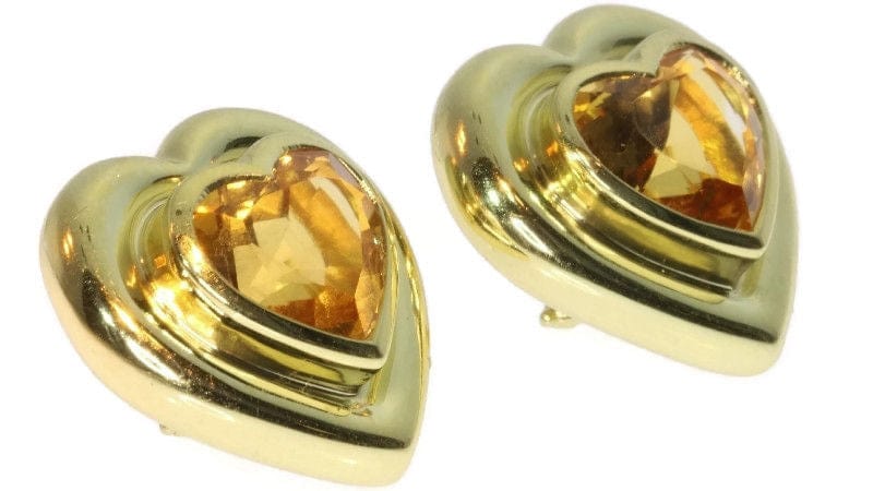 Boucles d'oreilles Tiffany & Co - Clips d'oreilles en forme de cœur en citrine 58 Facettes 17342-0283