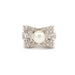 Ring 56 Tank Pearl Ring, Diamonds, 18 ct White Gold 58 Facettes BD177