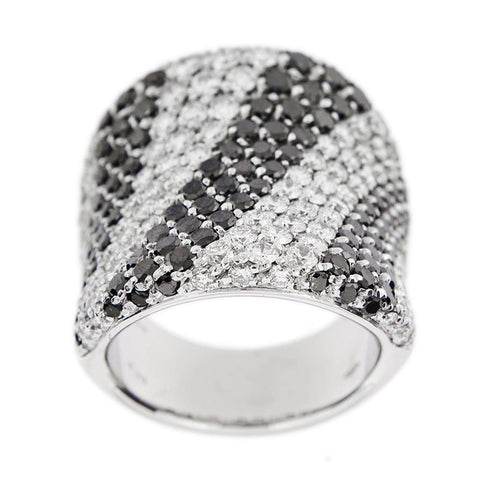 Bague 55 Bague bandeau diamants noirs et blancs 58 Facettes 25639