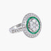 Ring 57 Art Deco style ring Diamonds Emeralds 58 Facettes