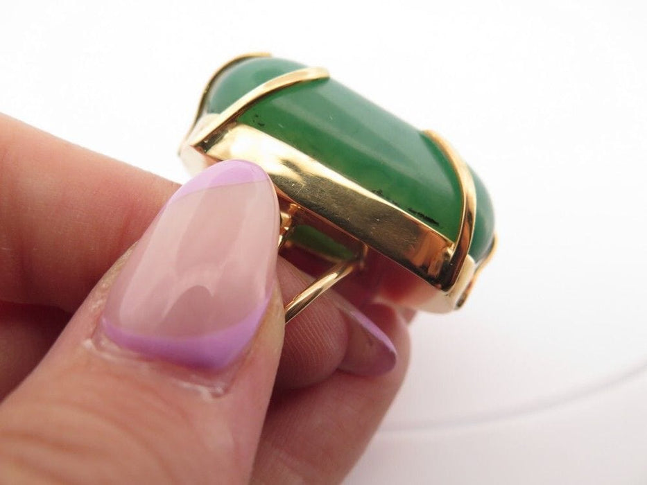 Bague 52 bague en or jaune 18k t52 sertie pierre agate verte 31gr 58 Facettes 253468